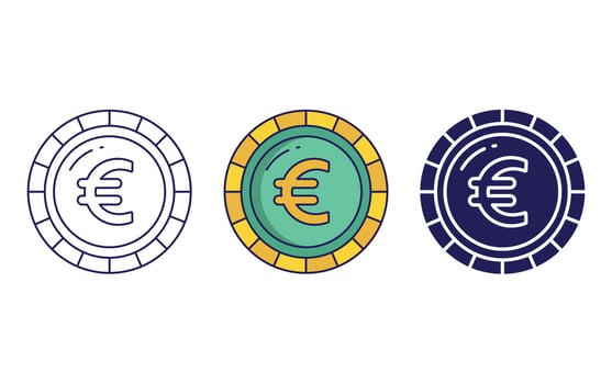 euro coin vector icon