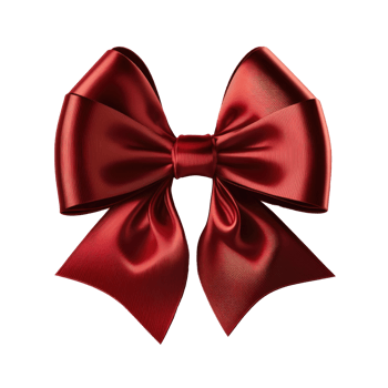 Red Silk Bow on White Background. png