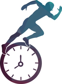 Time run vector logo template. This design use clock and forr symbol. Suitable for management.