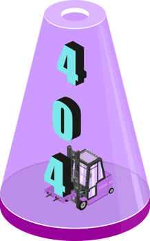 Error 404 unavailable web page. Landing page with a forklift and 404 digits. png