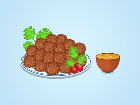 Creative Falafel Premium Illustration Design Set. Vegetable Watercolor Food Lunch, With Fast Food Premium Eat Tradition Drawing Vector. vector