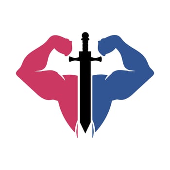 fitness gym body forming like gladiator logo and vector icon