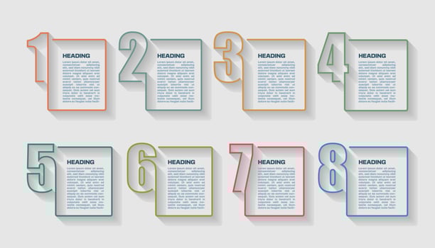 infographic design with thin single line 8 options or steps vector