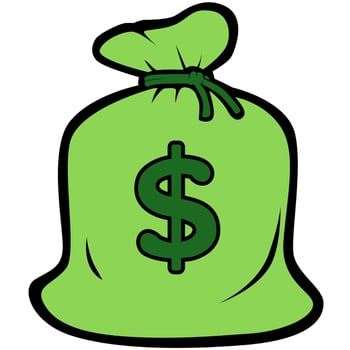 Cartoon Pouch with Dollar Symbol vector