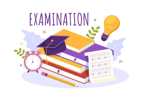 Examination Paper Illustration with Online Exam, Form, Papers Answers, Survey or Internet Quiz in Flat Cartoon Hand Drawn for Landing Page Templates vector