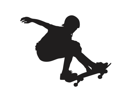 Silhouette of a Skateboarder Player, Skateboard png
