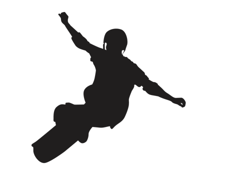 Silhouette of a Skateboarder Player, Skateboard png