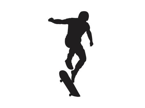 Silhouette of a Skateboarder Player, Skateboard png