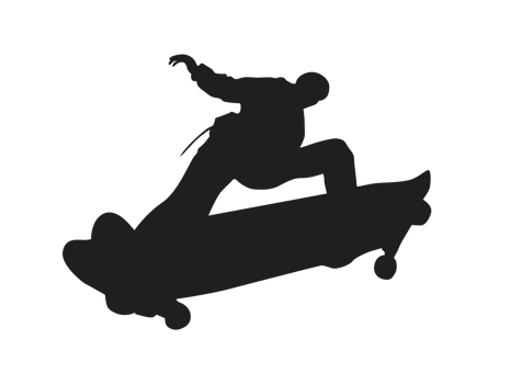 Silhouette of a Skateboarder Player, Skateboard png