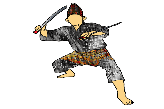 icon martial art Malay show skill movement with two machetes weapon png