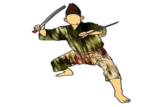 icon martial art Malay show skill movement with two machetes weapon png