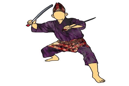 icon martial art Malay show skill movement with two machetes weapon png