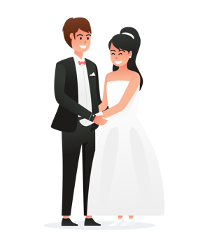 Bride in white dress and Groom in suit. Couple wedding png