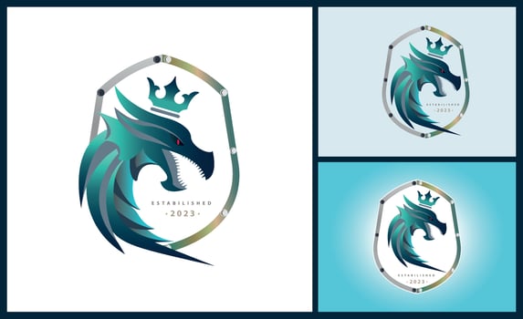 dragon king crown shield warrior logo template design for brand or company and other vector