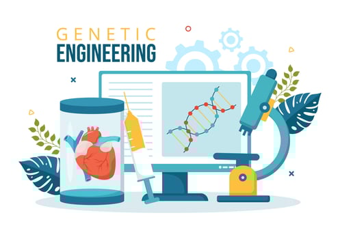 Genetic Engineering and DNA Modifications Illustration with Genetics Research or Experiment Scientists in Flat Cartoon Hand Drawn Templates vector