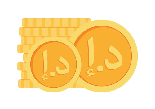 UAE Dirham Coins Money Currency Icon Clipart for Business and Finance in Animated Elements Vector Illustration