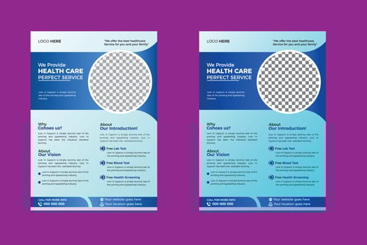 Modern and Corporate healthcare cover a4 template design. vector