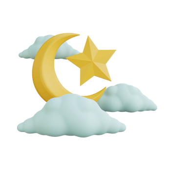 3d rendering moon and star ramadan icon png