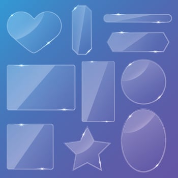A set of vector glass borders of different shapes
