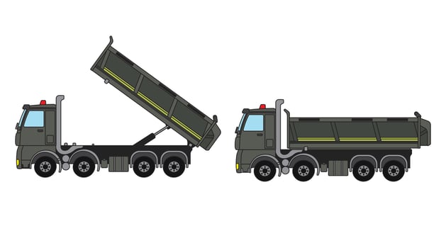 Vector illustration color children construction dump truck with fully extended box clipart