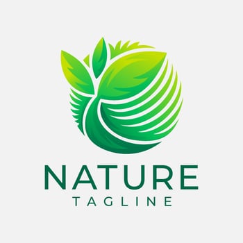 Modern gradient nature plant logo design. Minimalist organic leaf logo branding. vector
