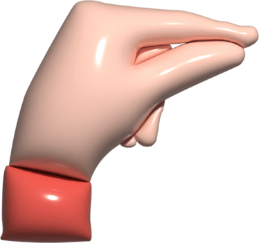 3D hand in pinch gesture. Isolated illustration on transparent background. png