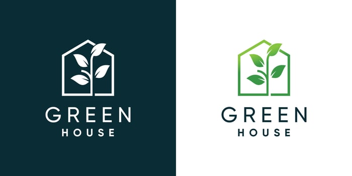 Green house logo design template with modern style vector