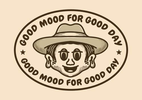 Vintage art illustration of man head with cow boy hat vector