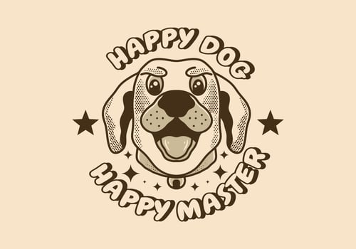 Vintage art illustration of dog head with open mouth vector