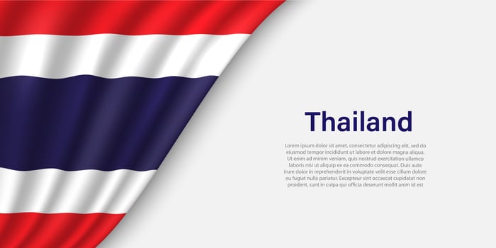 Wave flag of Thailand on white background. vector