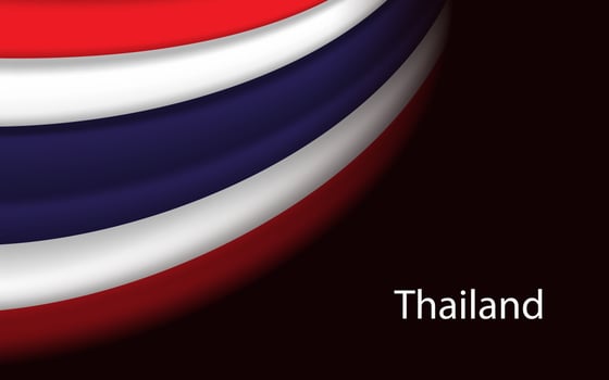Wave flag ofThailand on dark background. Banner or ribbon vector