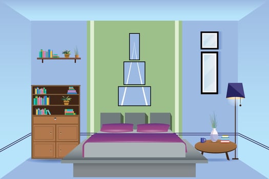 Modern bedroom interior vector illustration