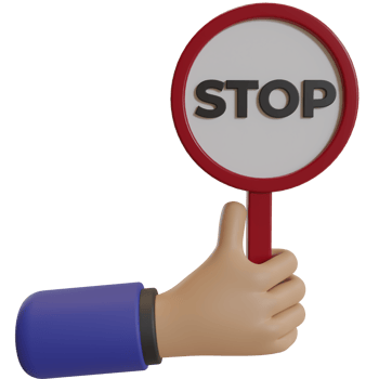 3d render illustration of hand holding hair with stop text. concept to stop png