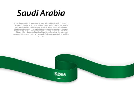 Waving ribbon or banner with flag of Saudi Arabia vector