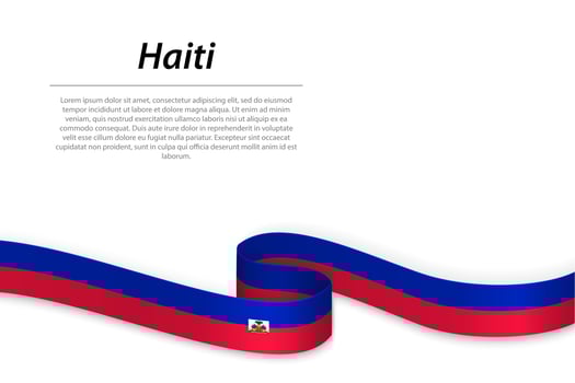 Waving ribbon or banner with flag of Haiti vector