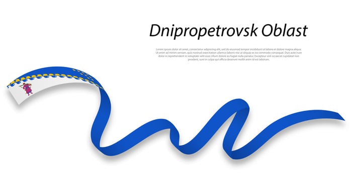 Waving ribbon or stripe with flag of Dnipropetrovsk Oblast vector
