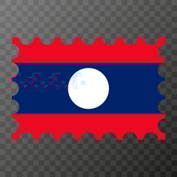 Postage stamp with Laos flag. Vector illustration.
