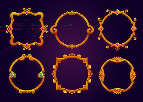 Set of fantasy round game frames vector