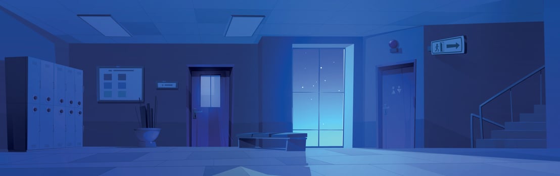 Night school hallway interior vector