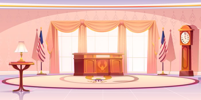 American president oval office cartoon background vector