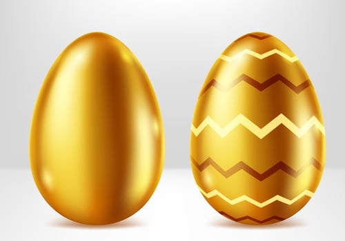 Golden eggs, Easter metal gift realistic vector