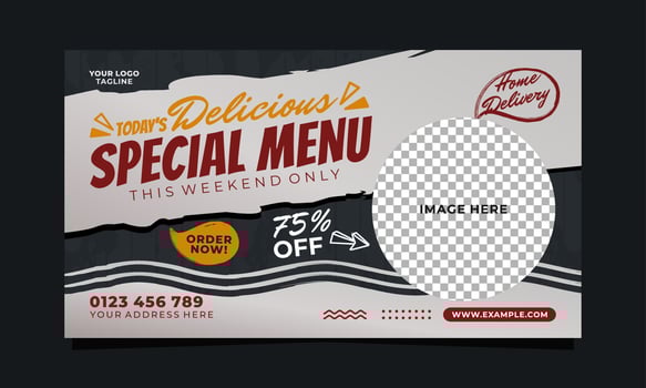 Delicious special menu social media banner template vector
