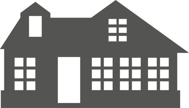 Silhouette of cottage in neighborhood. House on suburban street. Countryside cottage home. Glyph illustration png