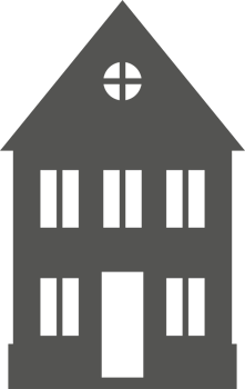 Silhouette of cottage in neighborhood. House on suburban street. Countryside cottage home. Glyph illustration png