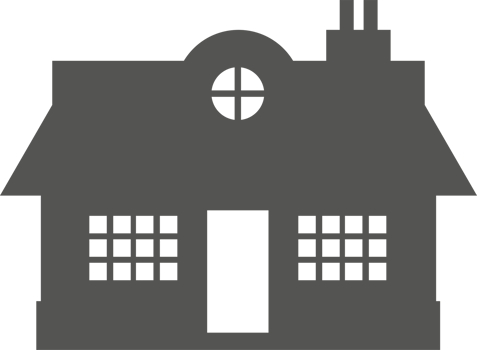 Silhouette of cottage in neighborhood. House on suburban street. Countryside cottage home. Glyph illustration png