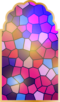 Arabic stained glass window. Islamic architecture element png