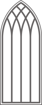 Gothic window outline illustration. Silhouette of vintage stained glass church frame. Element of traditional European architecture png