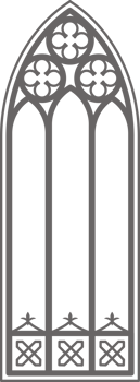 Gothic window outline illustration. Silhouette of vintage stained glass church frame. Element of traditional European architecture png