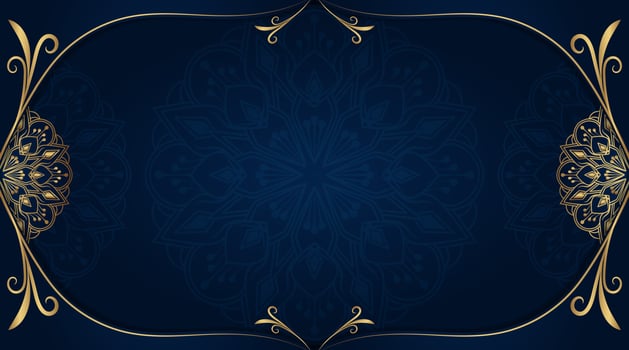 Blue background with golden mandala ornament vector