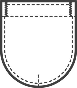 Denim pocket patch. Outline element for uniform or casual style clothes, dresses and shirts. Line illustration png